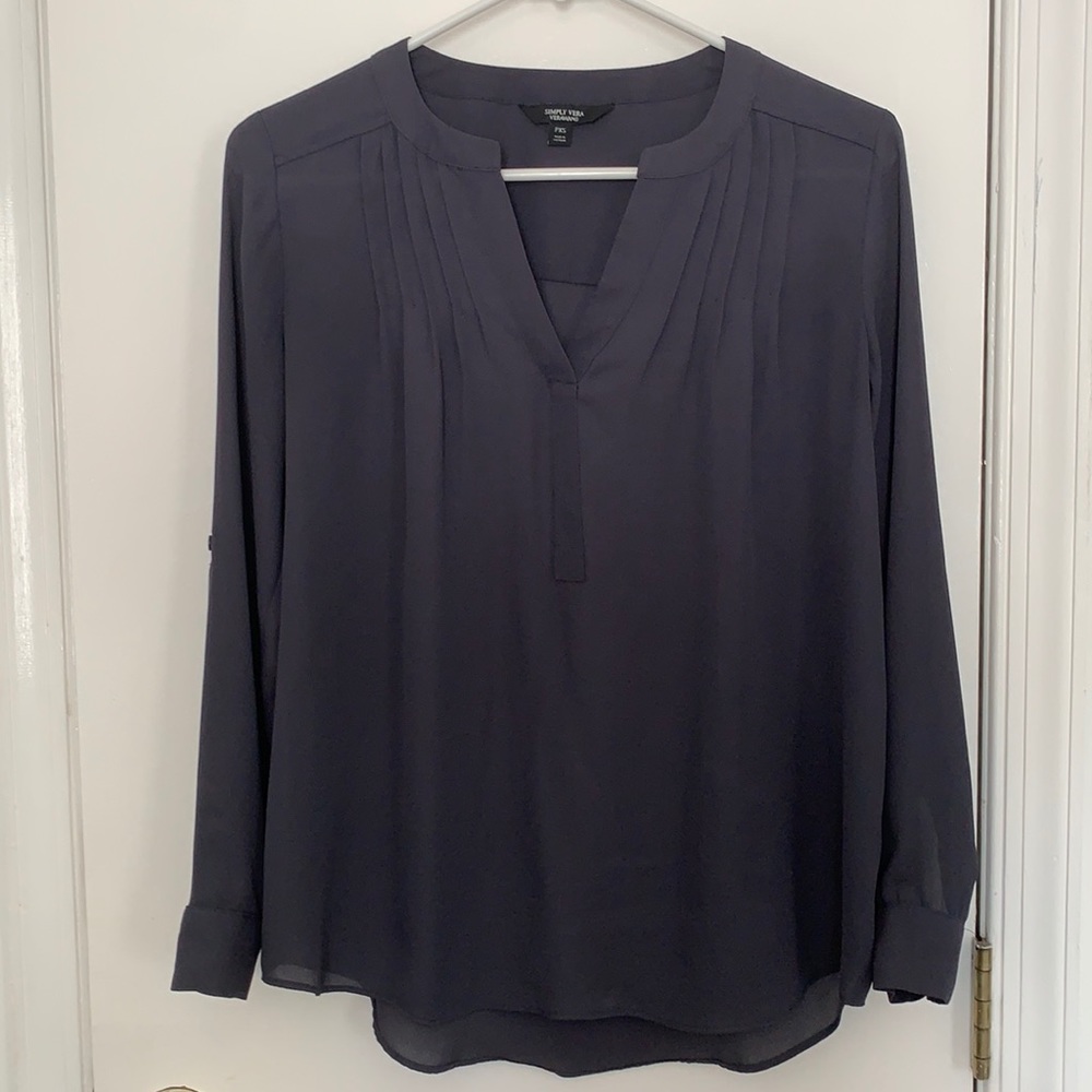 Simply Vera Wang V neck Blouse - Petite XS
